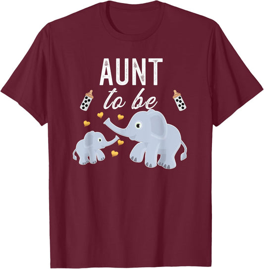 Aunt To Be Elephant Baby Shower Aunt T-Shirt - T-Shirt | Maroon