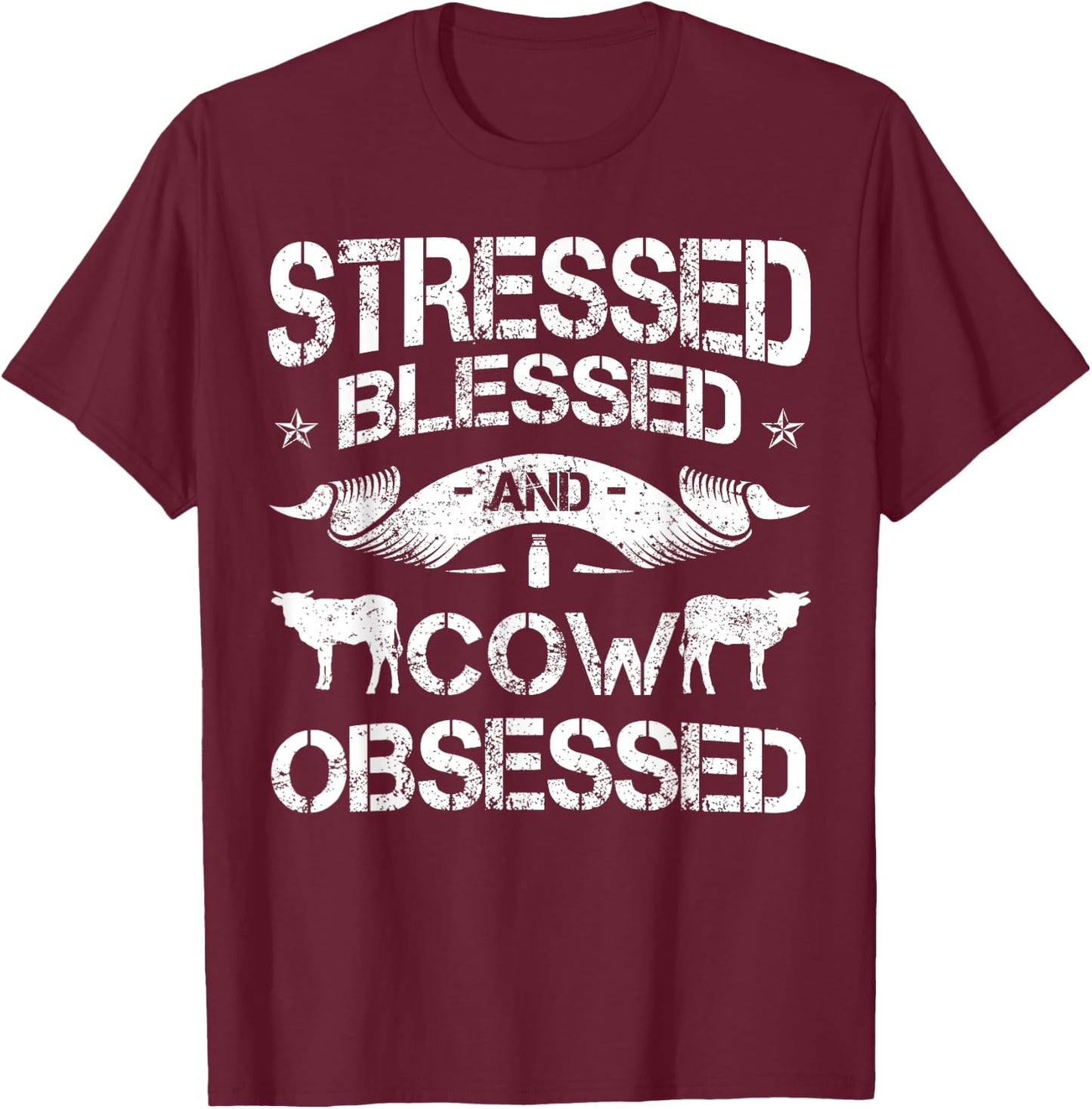 Cow Pattern Cattle Ranch Holstein Friesian Livestock Angus T-Shirt - T-Shirt | Maroon