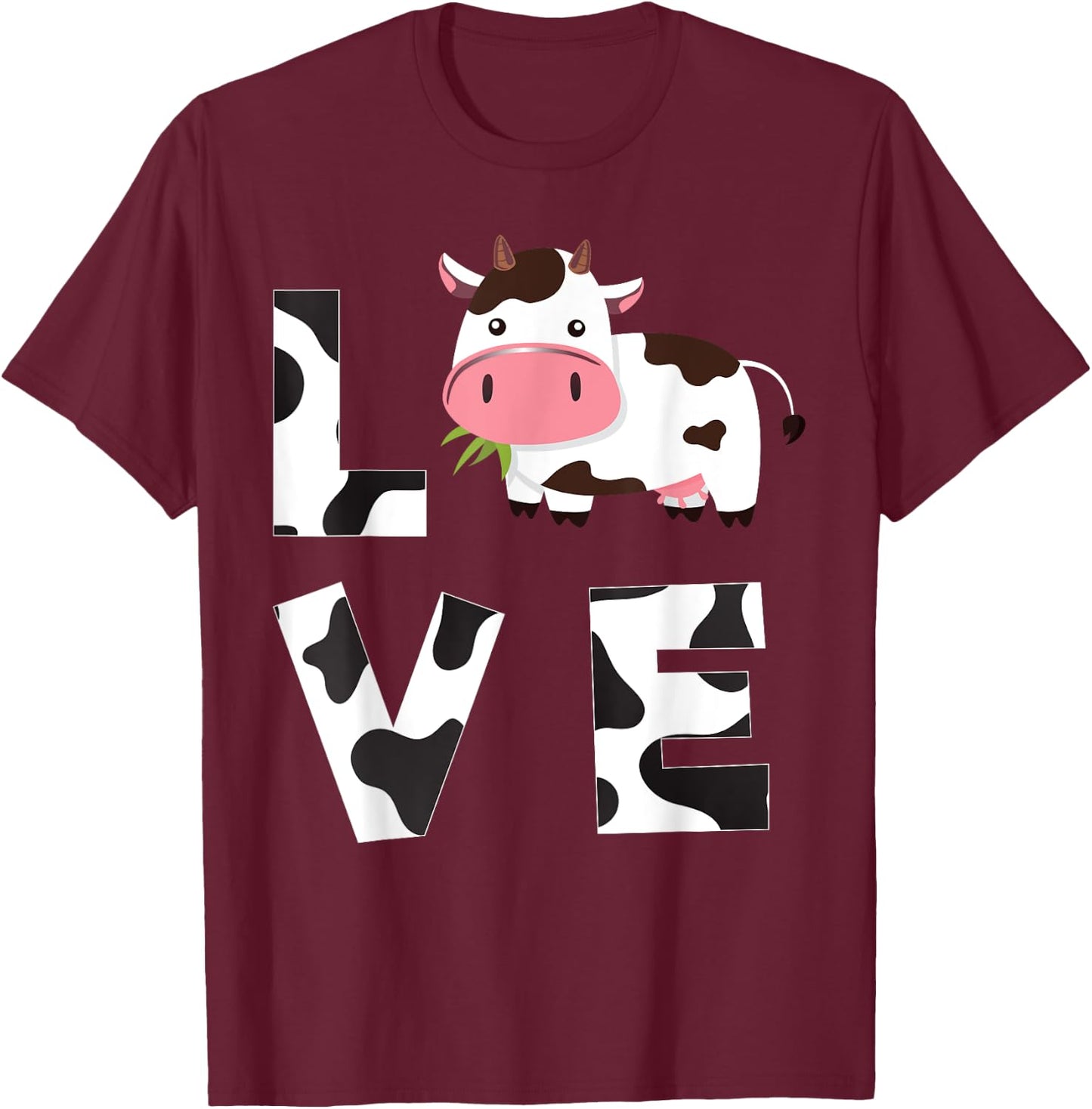 Farmer Farming Cute Farm Animal Lover Kids Gift Love Cow T-Shirt - T-Shirt | Maroon
