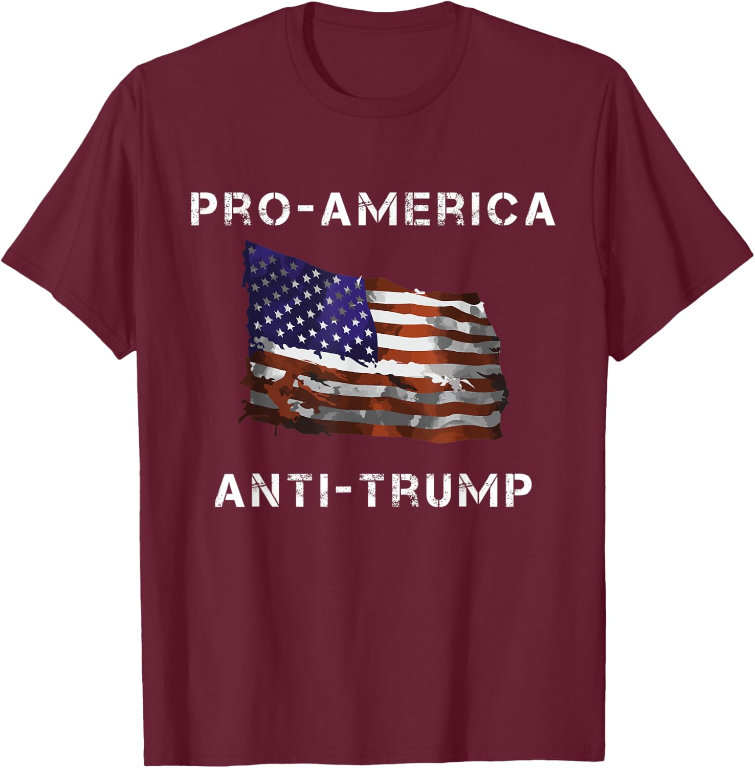 Pro-America Anti-Trump American USA Flag Men T-Shirt - T-Shirt | Maroon