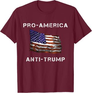 Pro-America Anti-Trump American USA Flag Men T-Shirt - T-Shirt | Maroon