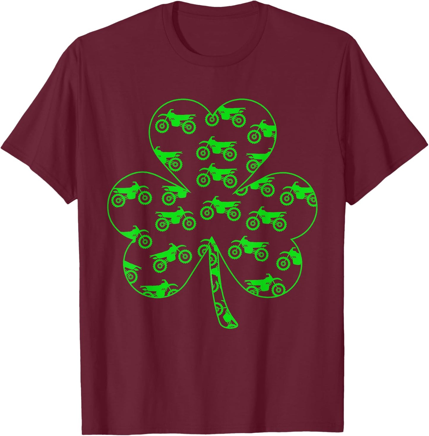 Dirt Bikes Inside Shamrock St. Patrick's Day Biker Lover T-Shirt - T-Shirt | Maroon