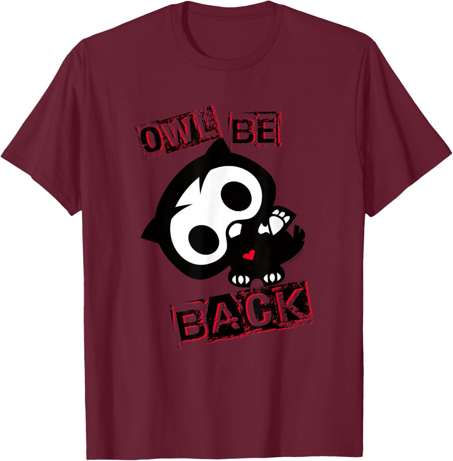 Skelanimals Oliver Owl Be Back Distressed Stencil Logo T-Shirt - T-Shirt | Maroon