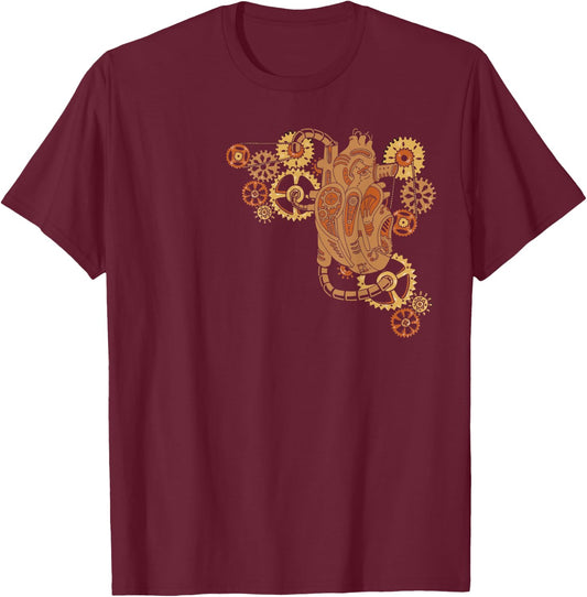 Steampunk Mechanical Heart, Victorian Era Steampunk T-Shirt - T-Shirt | Maroon