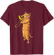 Funny Cat Playing Trombone Gift | Cool Kitten Musician Fan T-Shirt - T-Shirt | Maroon