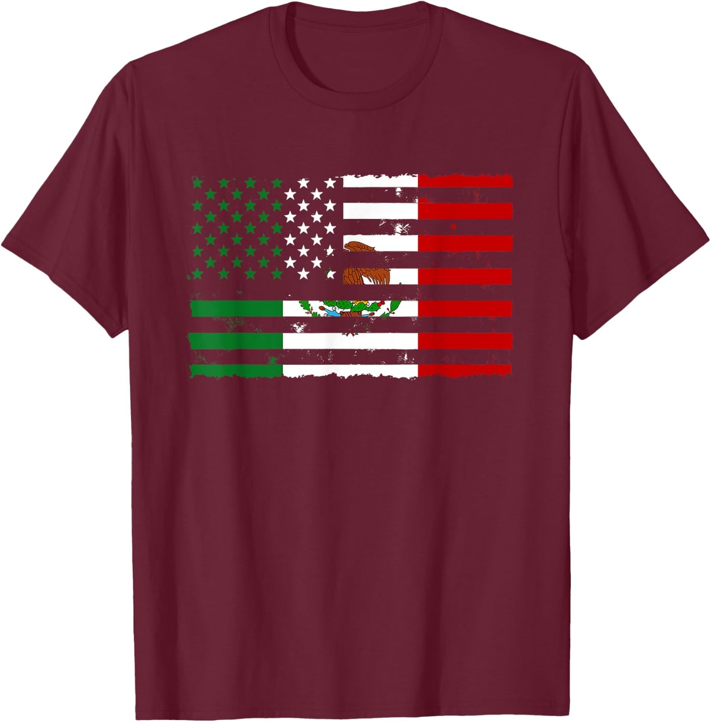 Mexico USA Flag Cinco De Mayo Spanish Heritage Mexican Gift T-Shirt - T-Shirt | Maroon