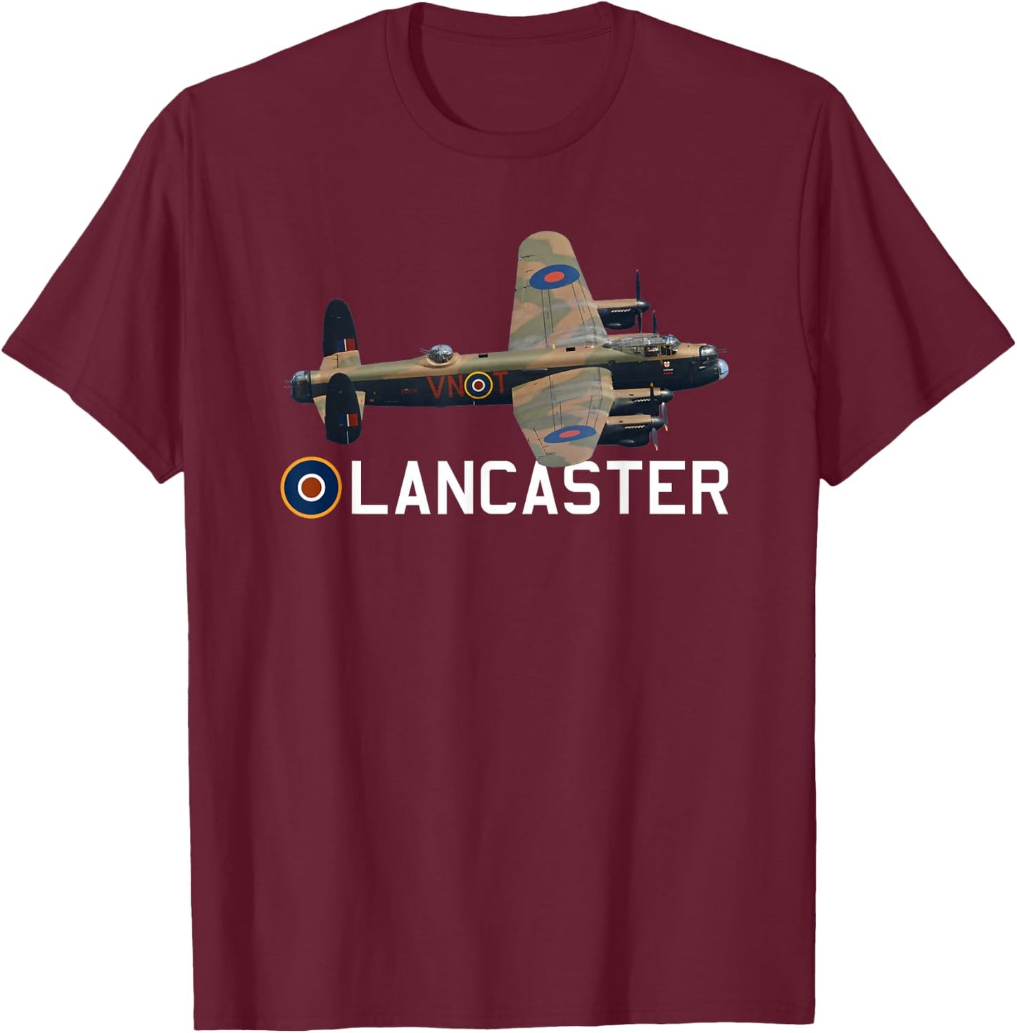 Lancaster Bomber RAF WW2 Aeroplane Aircraft Tarpaulin Avro T-Shirt - T-Shirt | Maroon