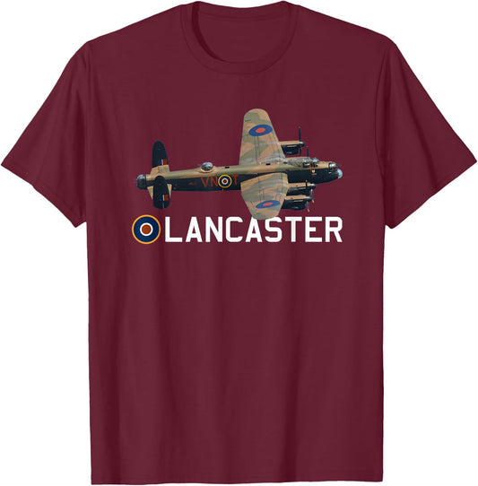 Lancaster Bomber RAF WW2 Aeroplane Aircraft Tarpaulin Avro T-Shirt - T-Shirt | Maroon