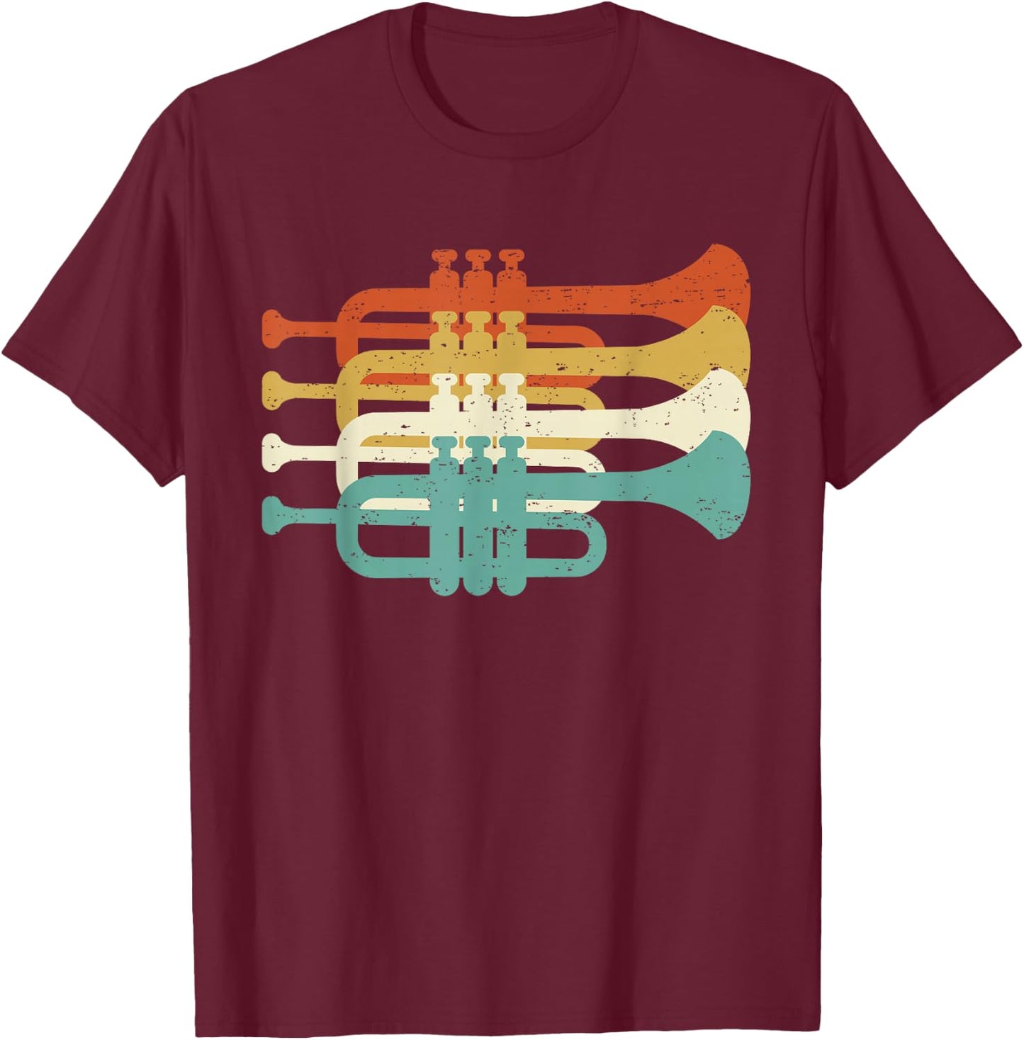 Vintage Marching Band Trumpet Player Retro Design Trumpeter T-Shirt - T-Shirt | Maroon