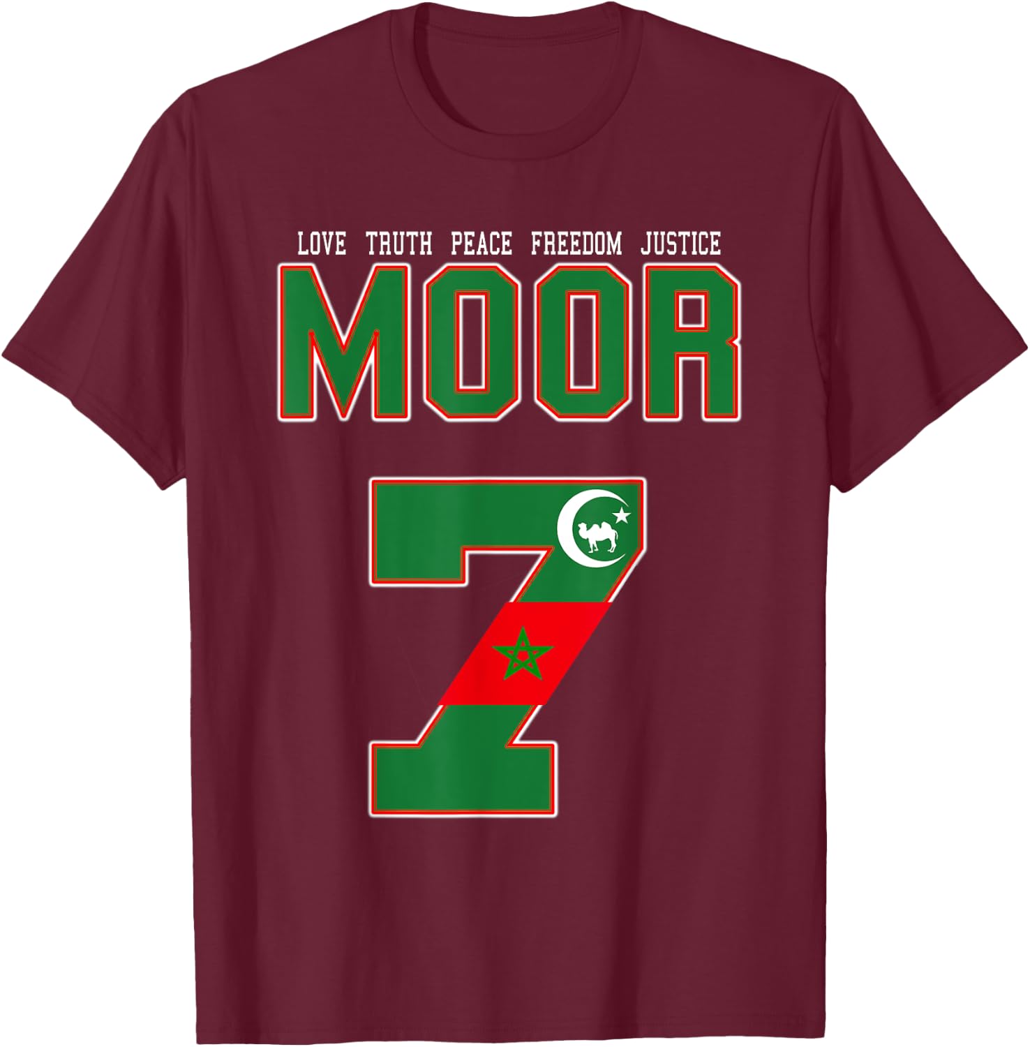 Moorish American 7 T-Shirt - T-Shirt | Maroon