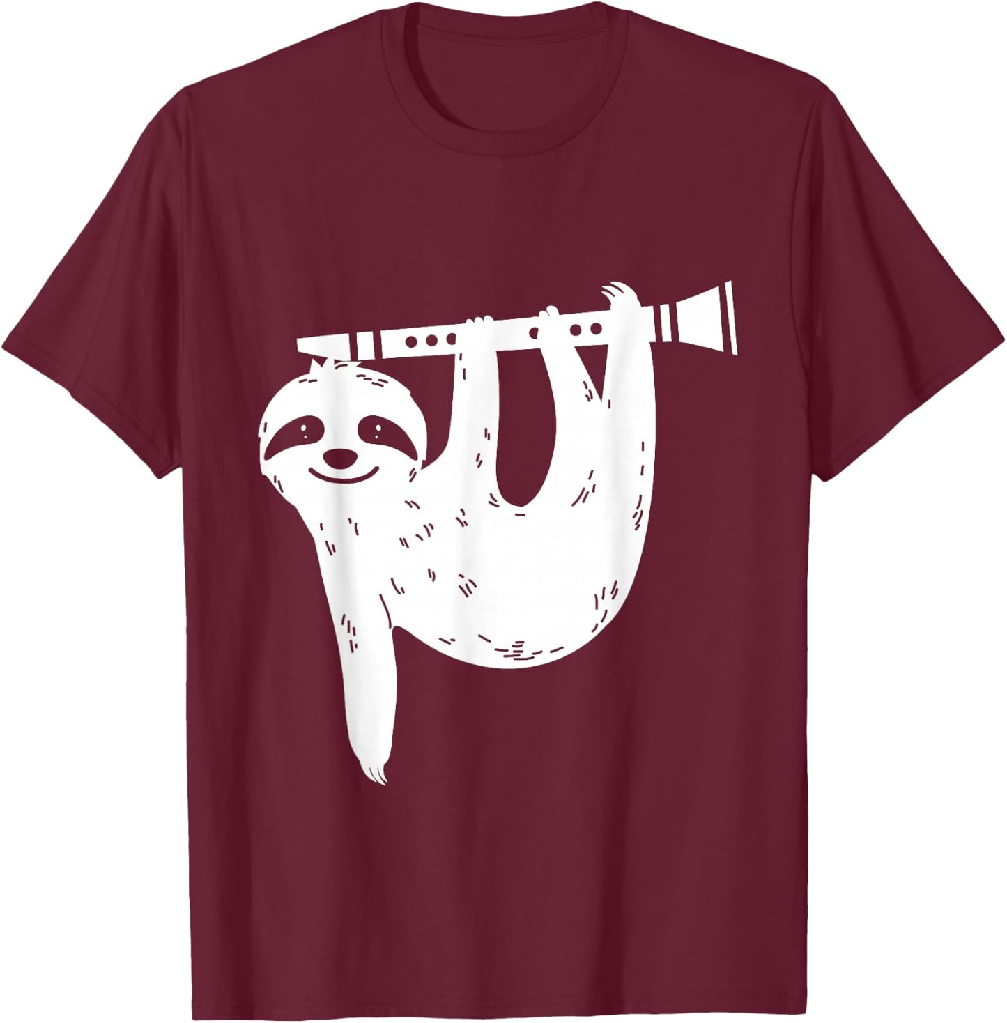 Sloth Musician Gift Clarinet T-Shirt - T-Shirt | Maroon