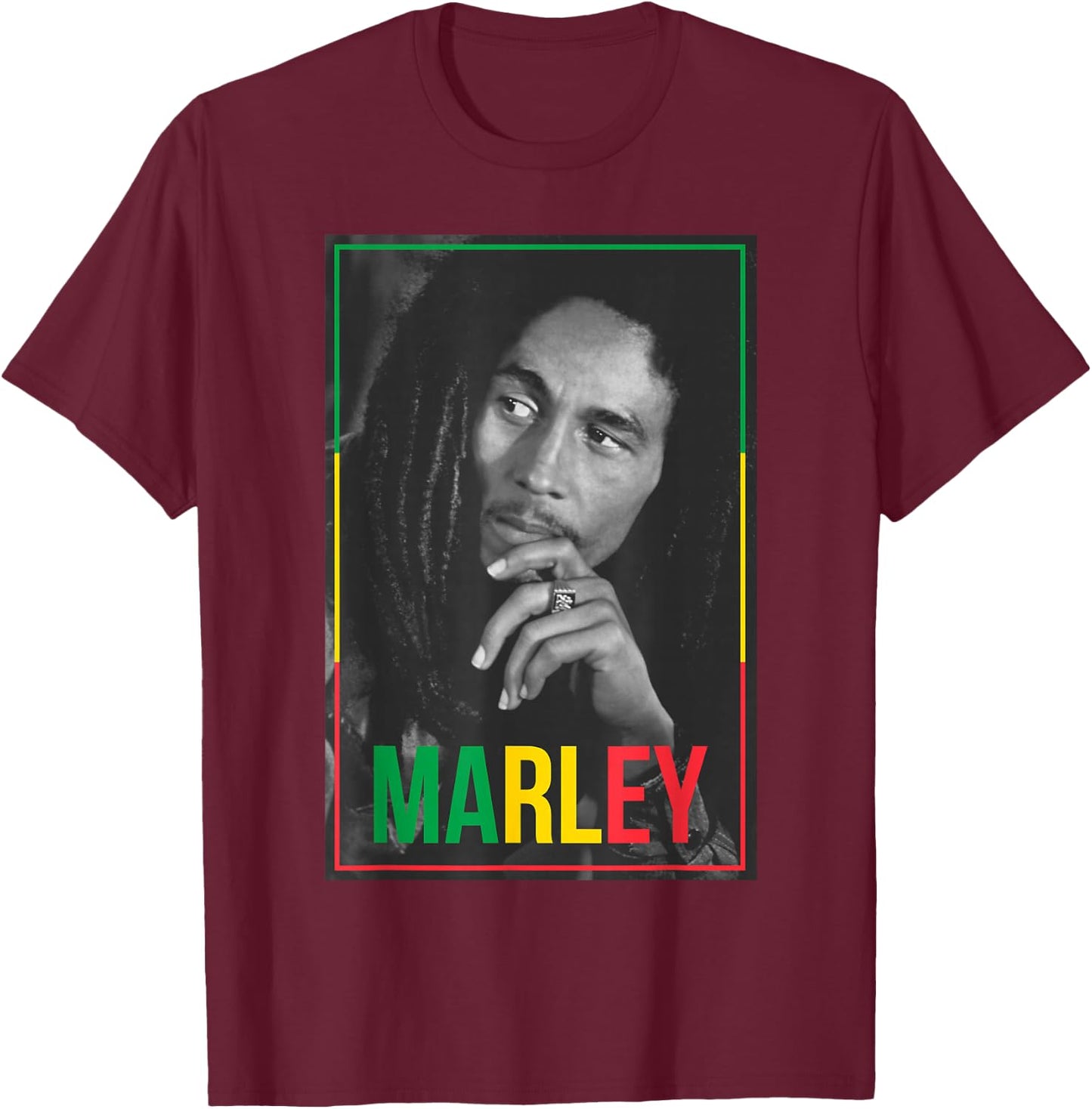 Official Bob Marley Photo White Small T-Shirt - T-Shirt | Maroon