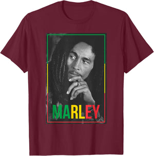 Official Bob Marley Photo White Small T-Shirt - T-Shirt | Maroon