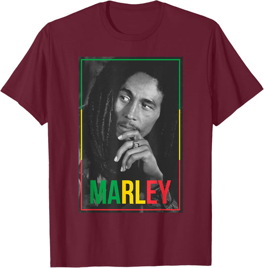 Official Bob Marley Photo White Small T-Shirt - T-Shirt | Maroon