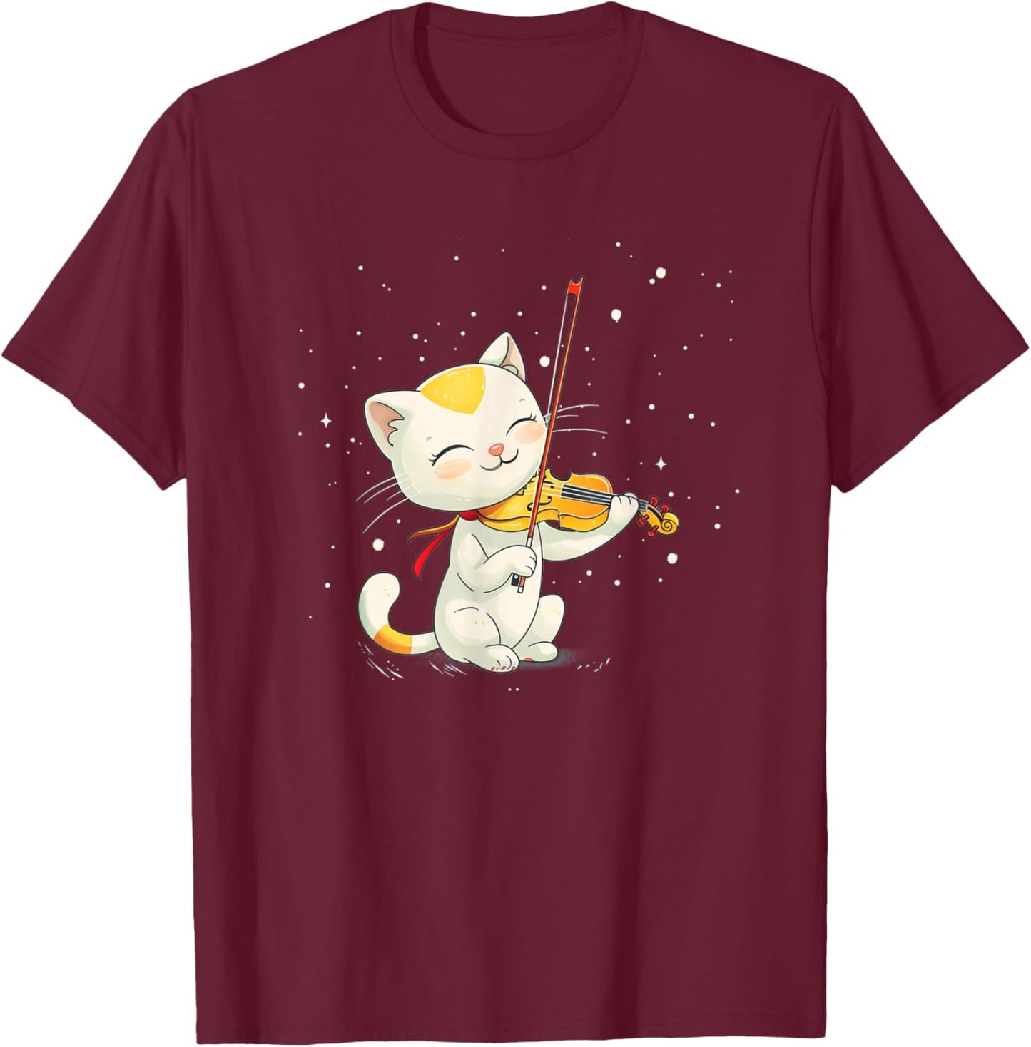 Beautiful Cat plays nice Violin Costume Men Women Kids T-Shirt - T-Shirt | Maroon