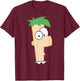 Disney Phineas And Ferb Large Ferb Face T-Shirt - T-Shirt | Maroon