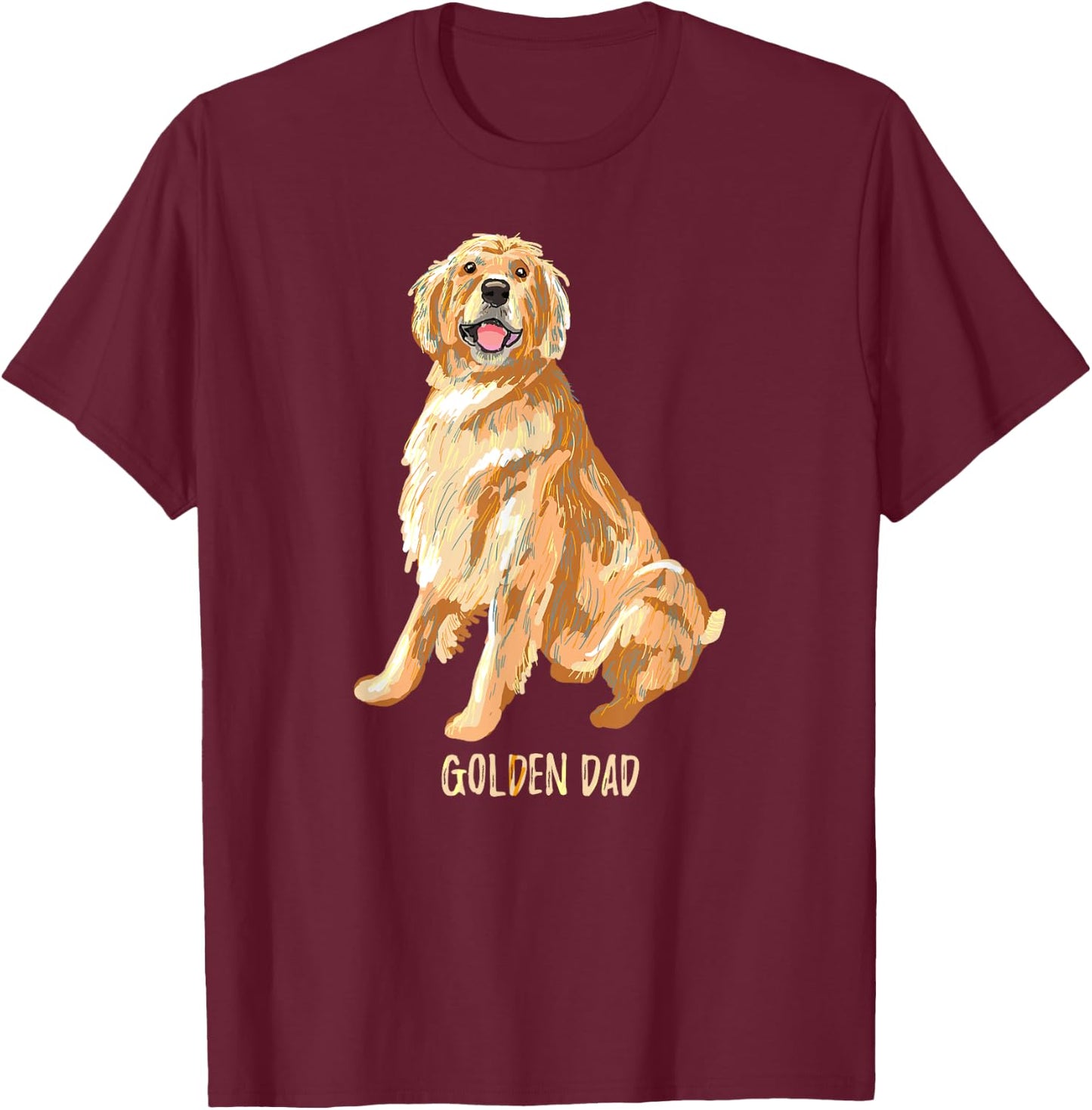 Vintage Golden Retriever Dog Dad Funny Dad/Father's Day Gift Men T-Shirt - T-Shirt | Maroon