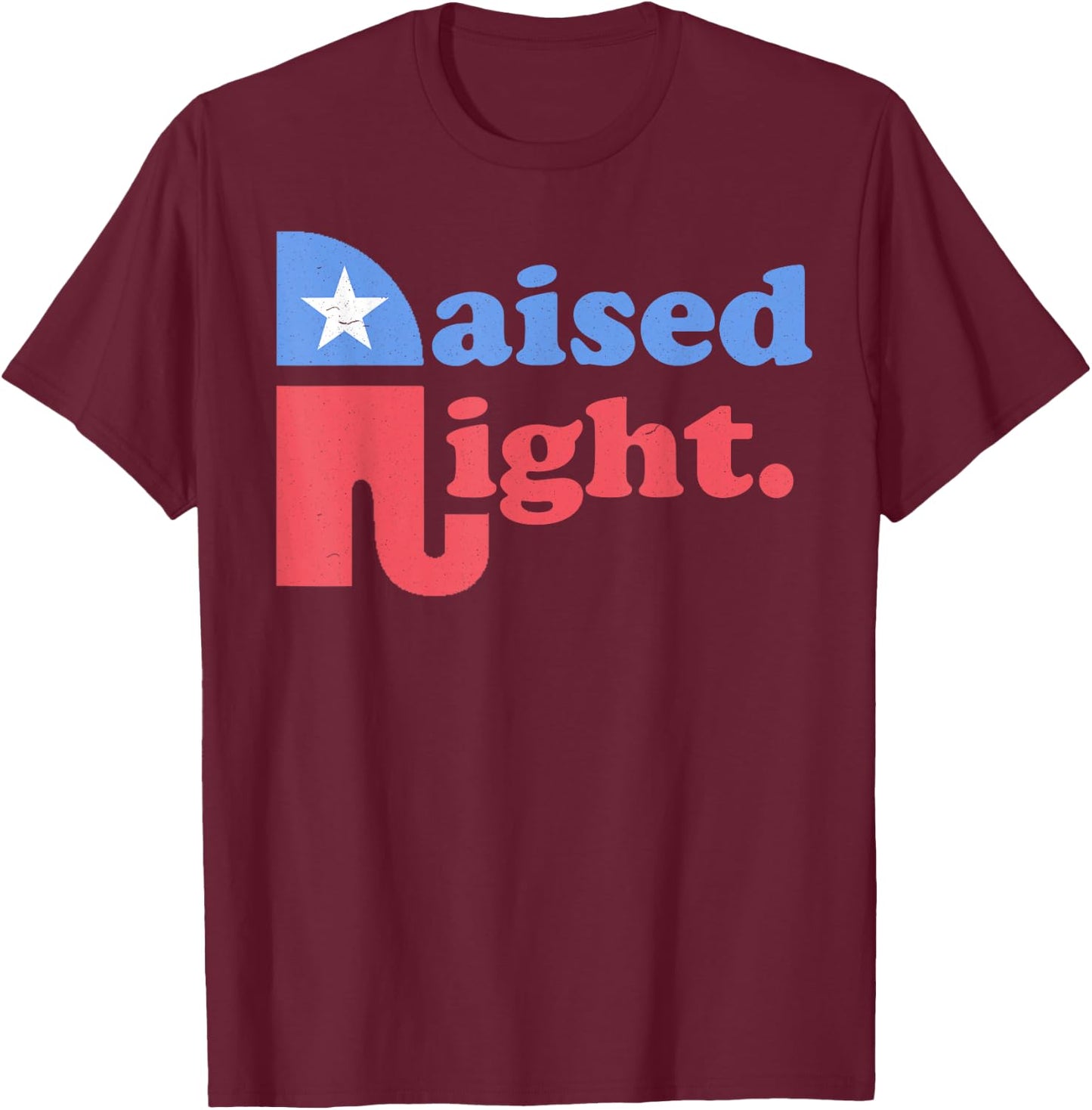 Raised Right Republican Elephant Retro Style Distressed Gift T-Shirt - T-Shirt | Maroon