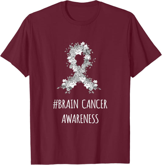 Brain Cancer Attention Shirt | Brain Cancer T-Shirt - T-Shirt | Maroon