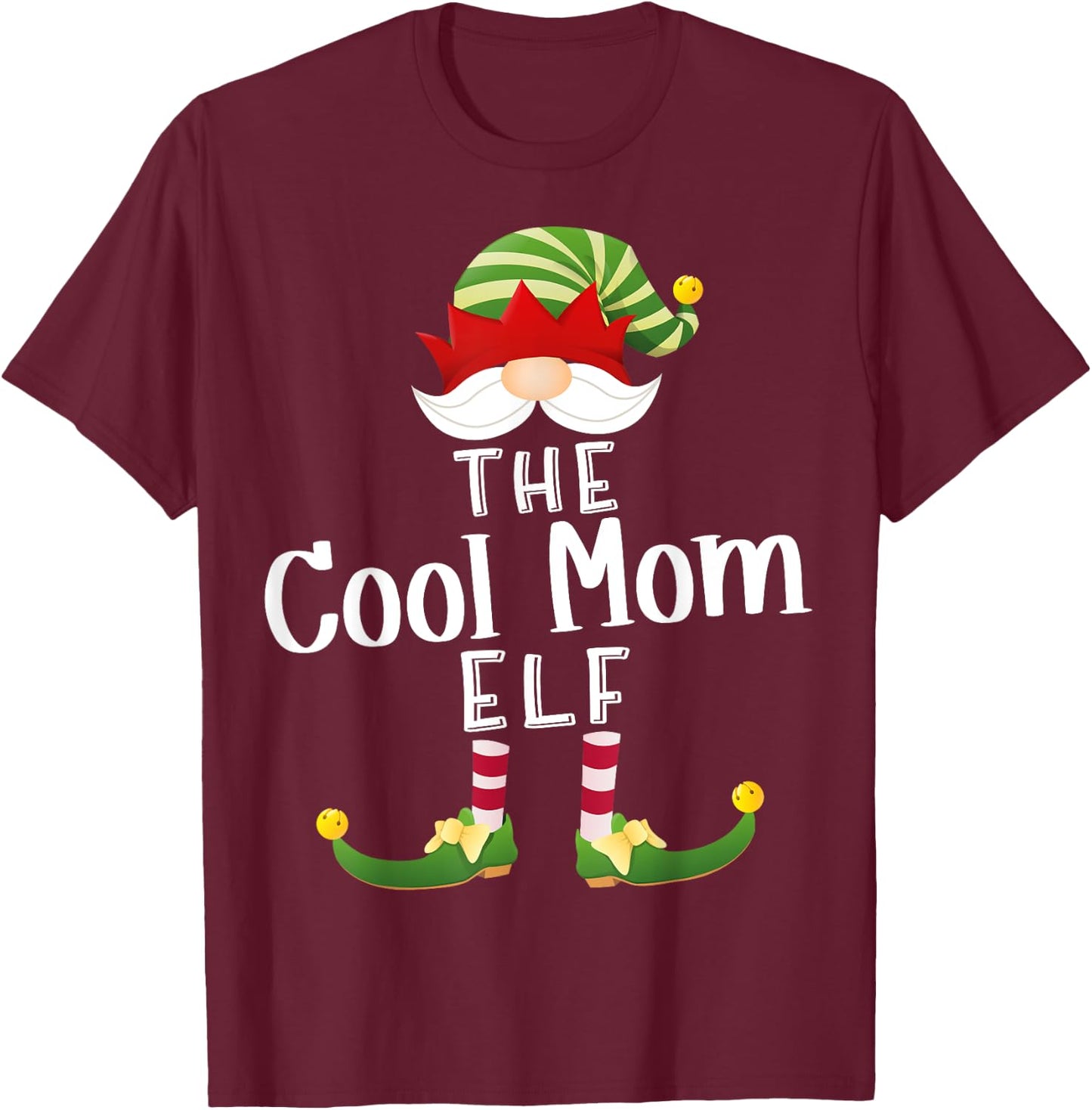 Cool Mom Elf Group Christmas Funny Pajama Party T-Shirt - T-Shirt | Maroon