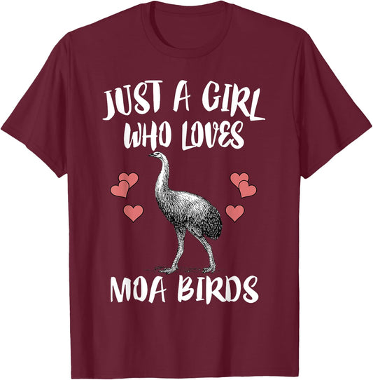 Just A Girl Who Loves Moa Birds Birding T-Shirt - T-Shirt | Maroon