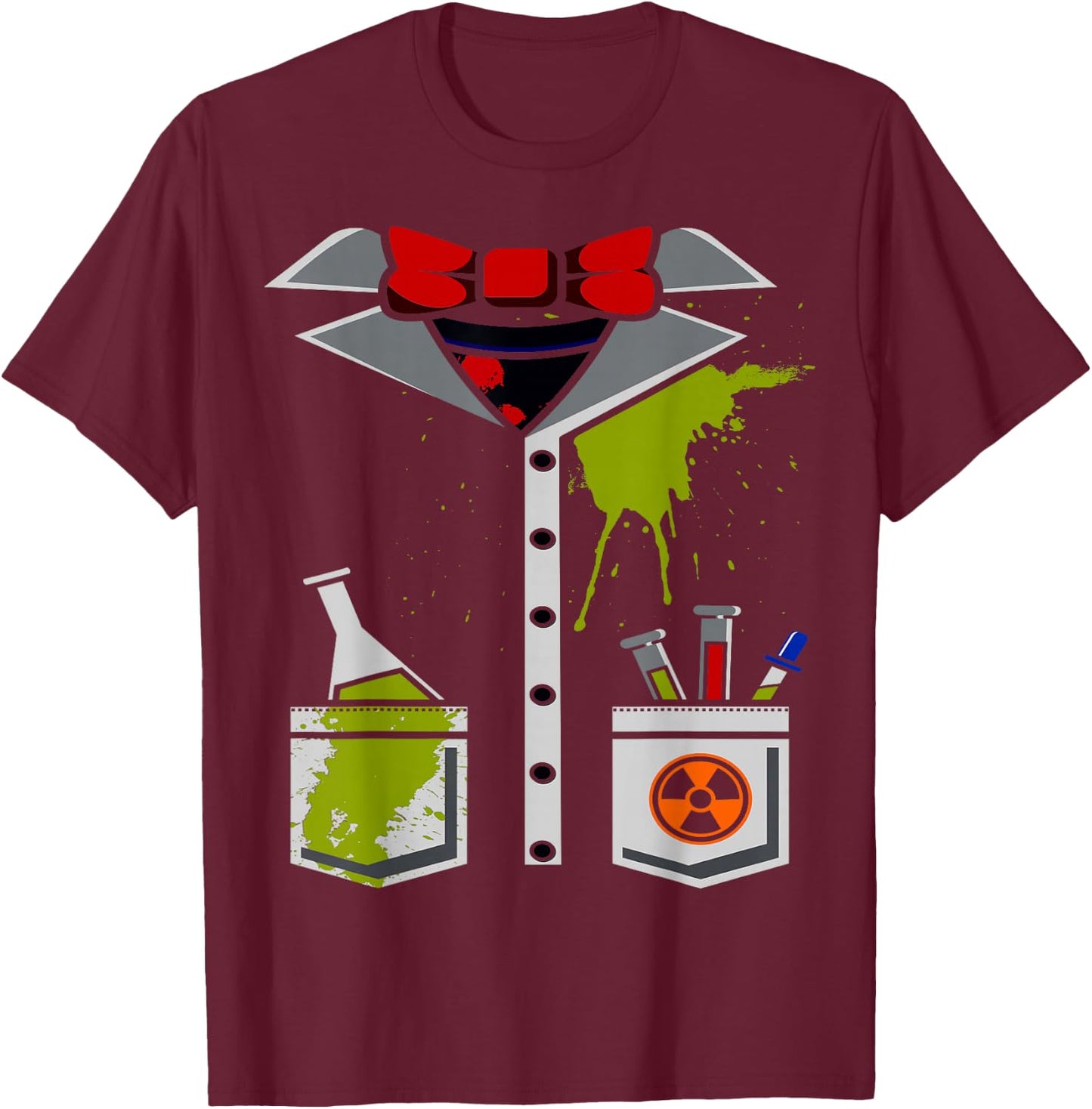 Mad Scientist Costume Halloween Carnival Science Chemistry T-Shirt - T-Shirt | Maroon