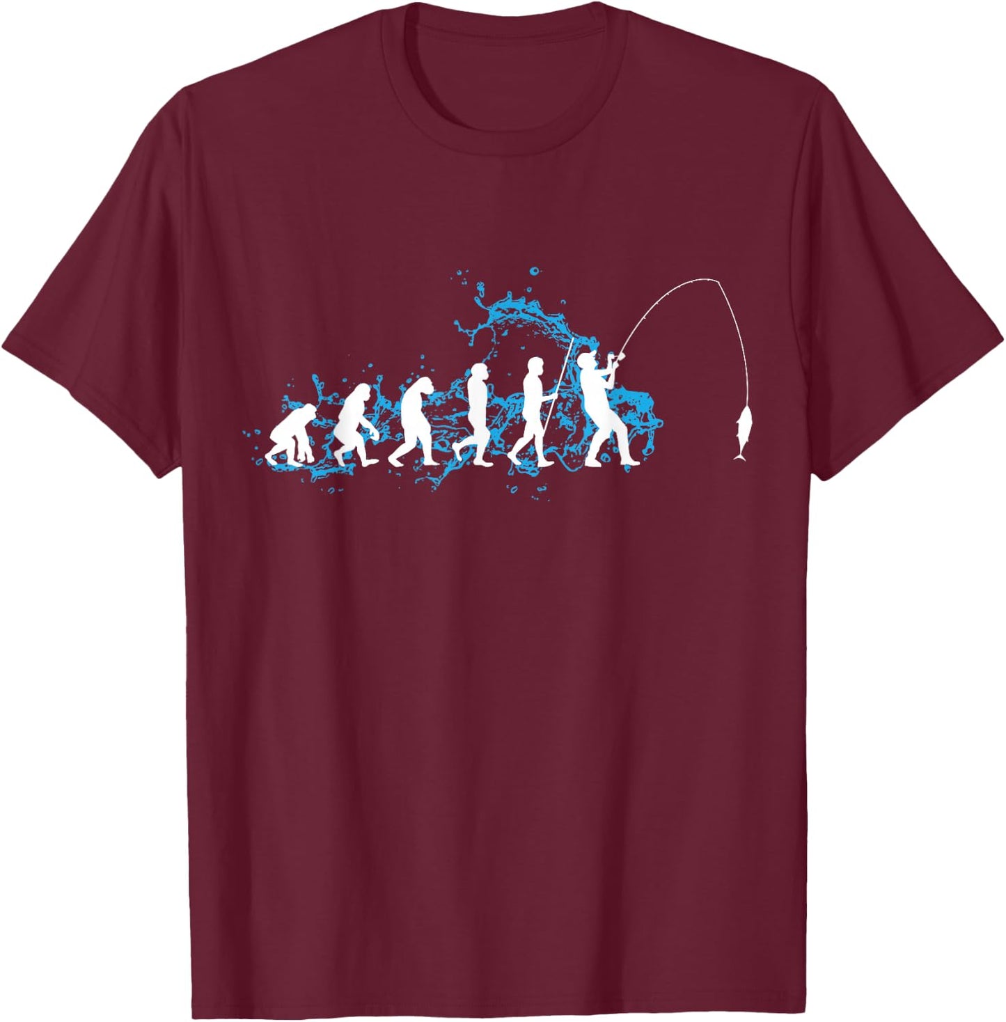 Evolution Angler Fishing fisherman T-Shirt - T-Shirt | Maroon