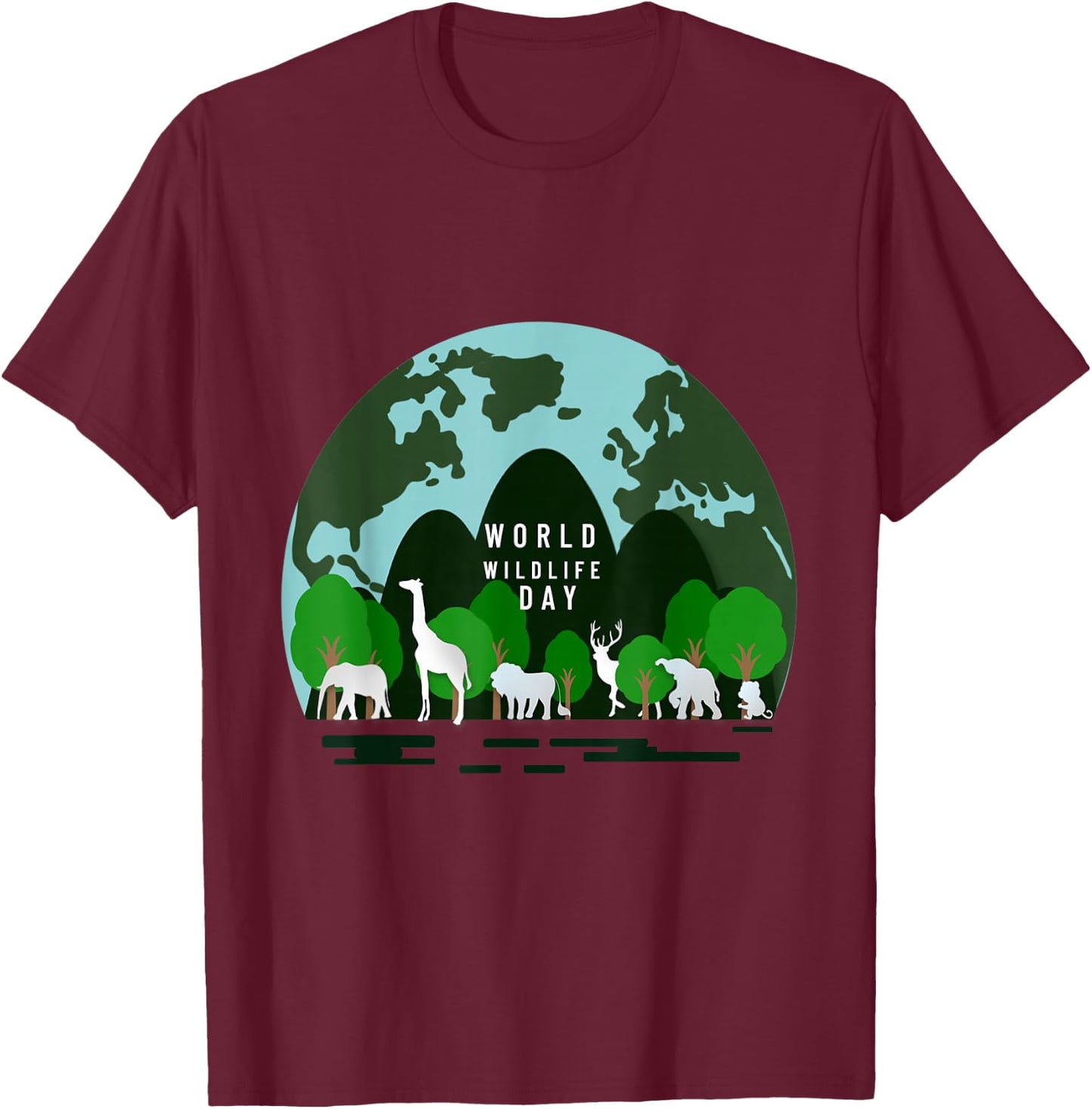 The World Wildlife Day Save Planet Gift Lovers Nature T-Shirt - T-Shirt | Maroon