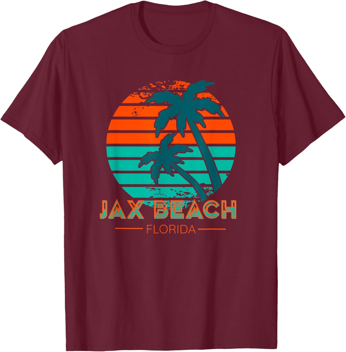80s Retro Jacksonville Florida Vacation Souvenir Jax Beach T-Shirt - T-Shirt | Maroon