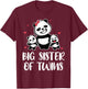 Big Sister of Twins Sis Panda Family Sister Birthday Gift T-Shirt - T-Shirt | Maroon
