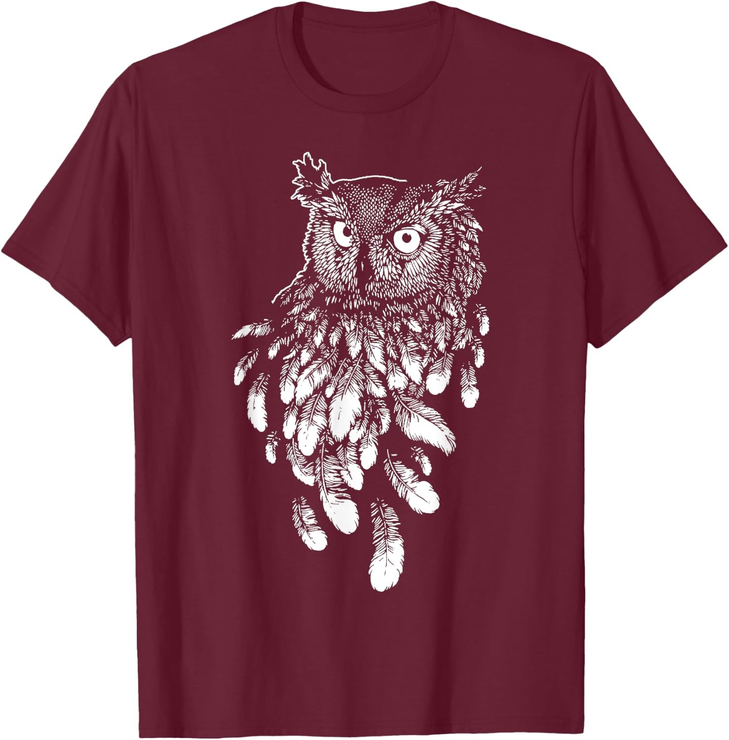 Owl Gift Tribal Owl Spirit Animal T-Shirt - T-Shirt | Maroon
