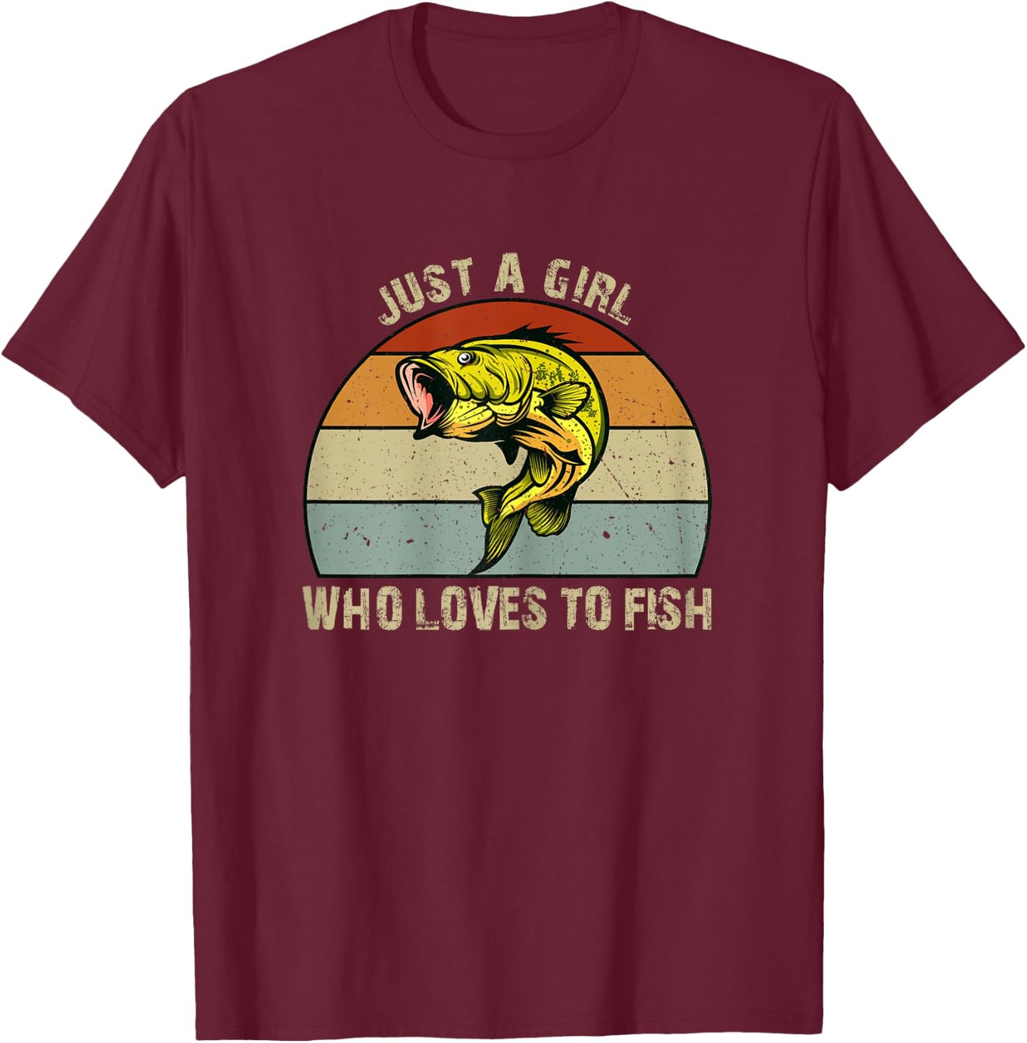Girls Fishing Just a Girl Who Loves to Fish T-Shirt - T-Shirt | Maroon