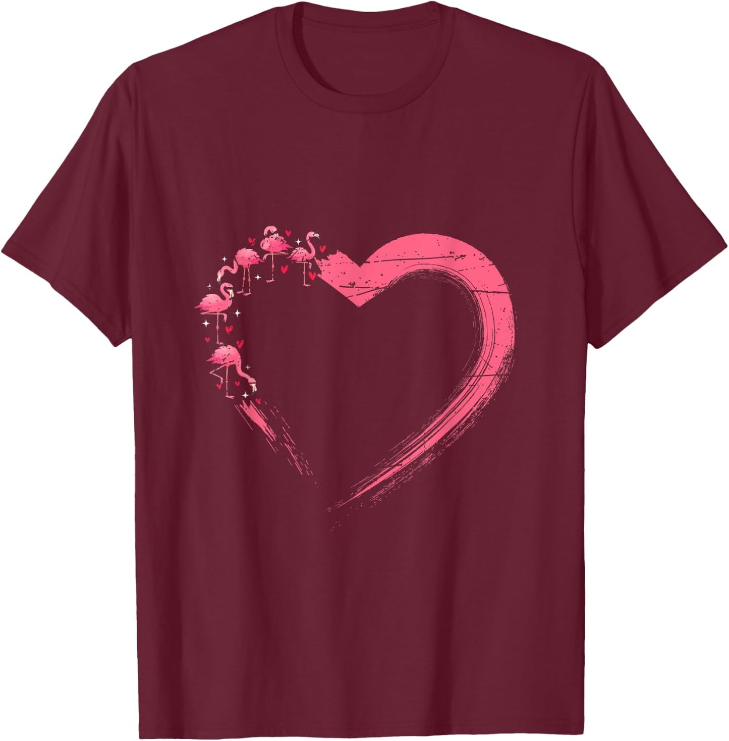 Heart Flamingo T-Shirt - T-Shirt | Maroon