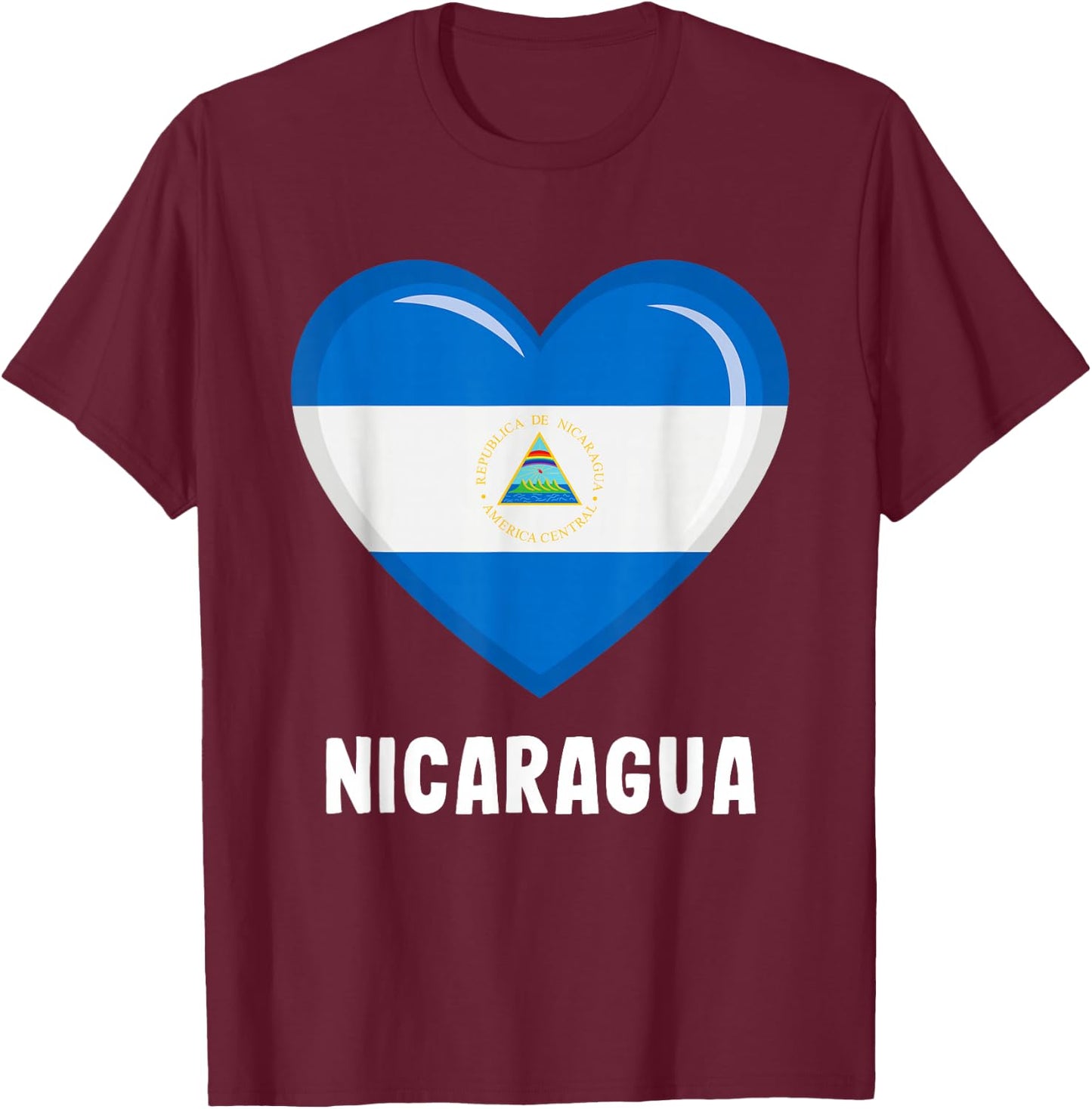 Nicaragua Flag Shirt | Nicaragua T-Shirt - T-Shirt | Maroon