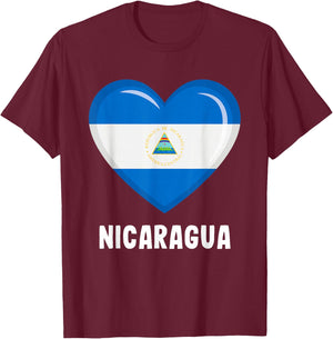 Nicaragua Flag Shirt | Nicaragua T-Shirt - T-Shirt | Maroon