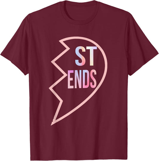 BFF 1 Heart in 2 Best Friends Matching 2nd Part T-Shirt - T-Shirt | Maroon
