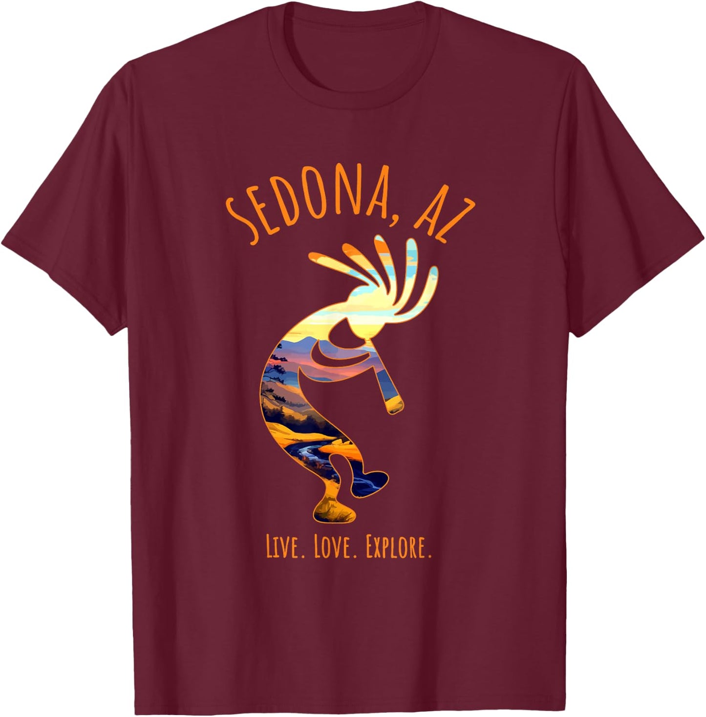 Sedona Arizona USA Dancing Kokopelli Southwest Design T-Shirt - T-Shirt | Maroon