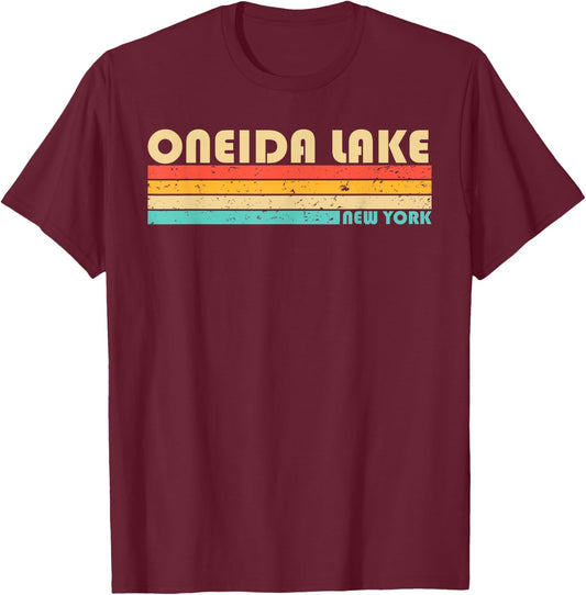 ONEIDA LAKE NEW YORK Funny Fishing Camping Summer Women Kids T-Shirt - T-Shirt | Maroon