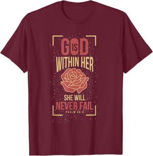 God Is Within Her She Will Never Fail Prayer T-Shirt - T-Shirt | Maroon