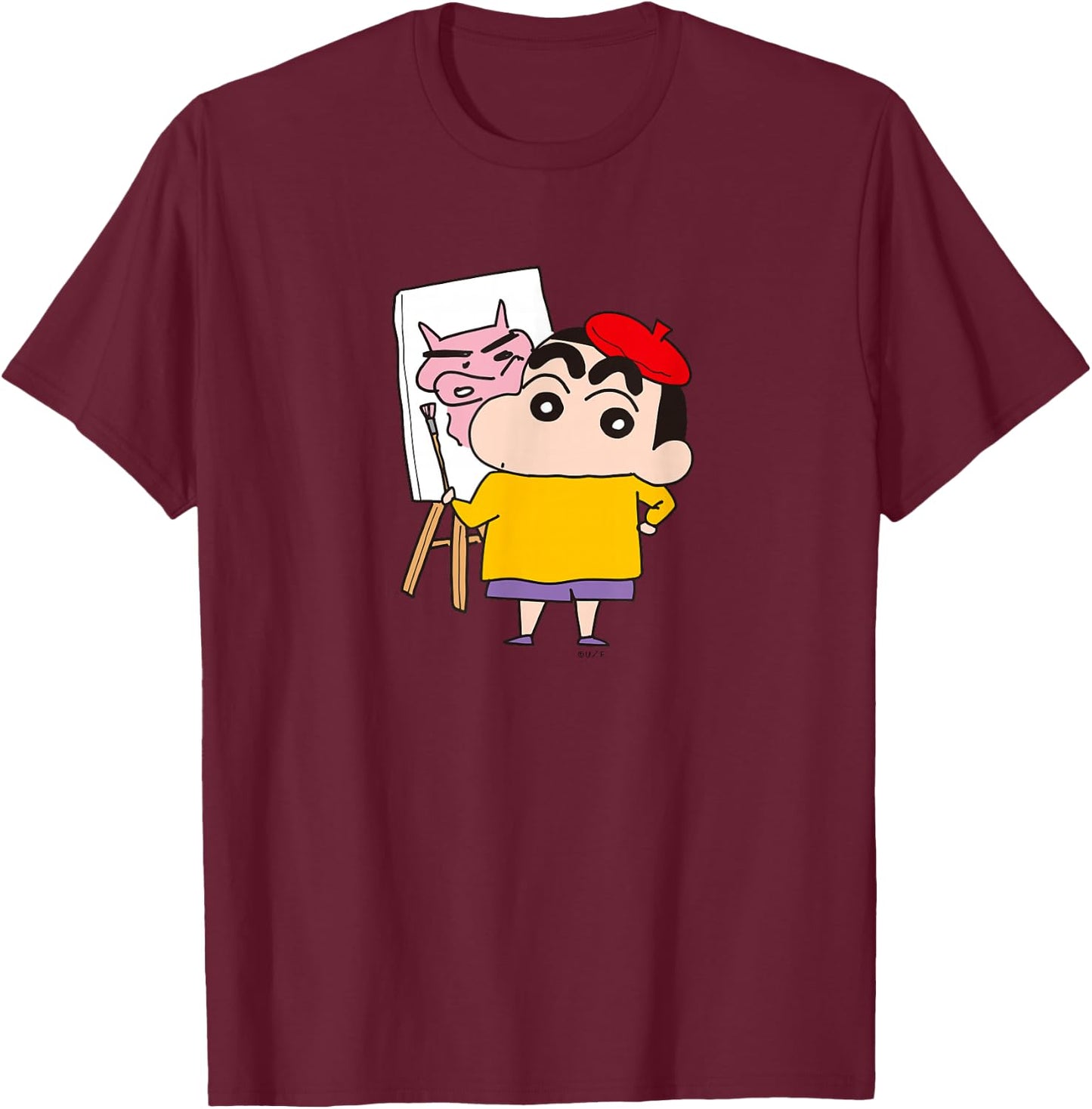 【Manga】Crayon Shin-chan, drawing Shin-chan T-Shirt - T-Shirt | Maroon