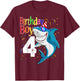 Kids 4th Birthday Boy Shark Shirts 4 Jaw-Some Four Boys T-Shirt - T-Shirt | Maroon