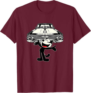 Felix Cat Cartoon Giant Lowrider Car Club Design Mashup Small T-Shirt - T-Shirt | Maroon