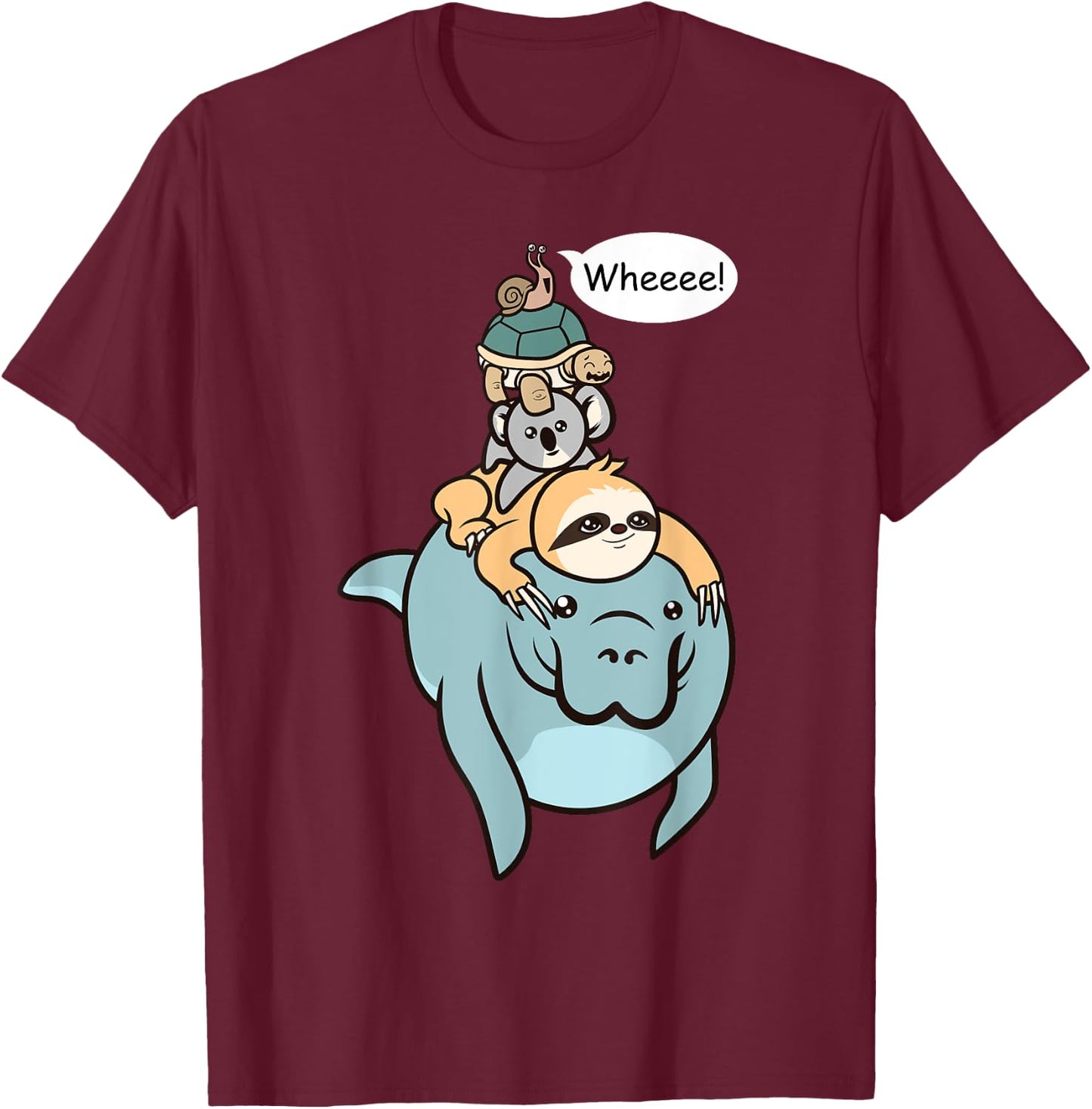 Funny Racing Manatee Sloth Turtle Koala Snail Gift T-Shirt - T-Shirt | Maroon