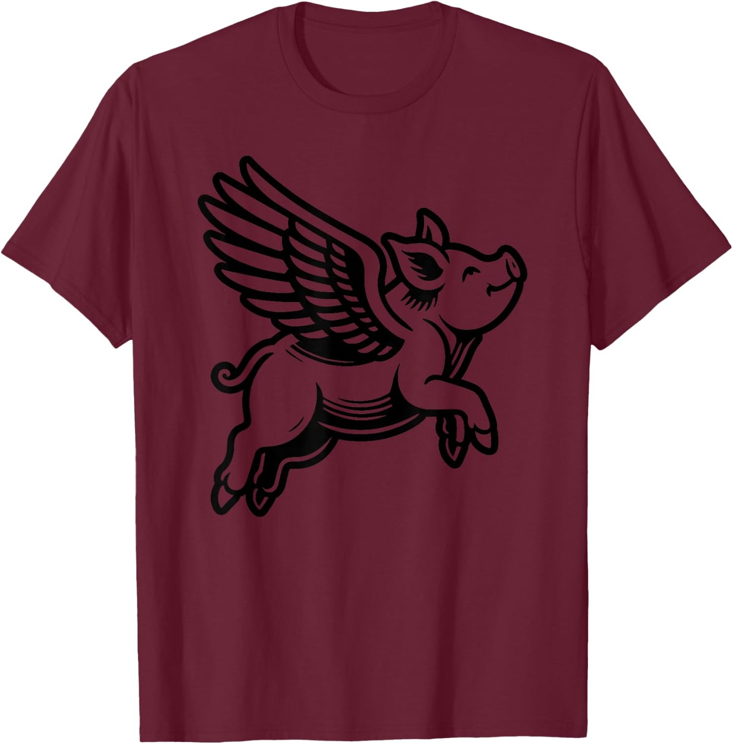 Funny Flying Pig Oink Aviator T-Shirt - T-Shirt | Maroon
