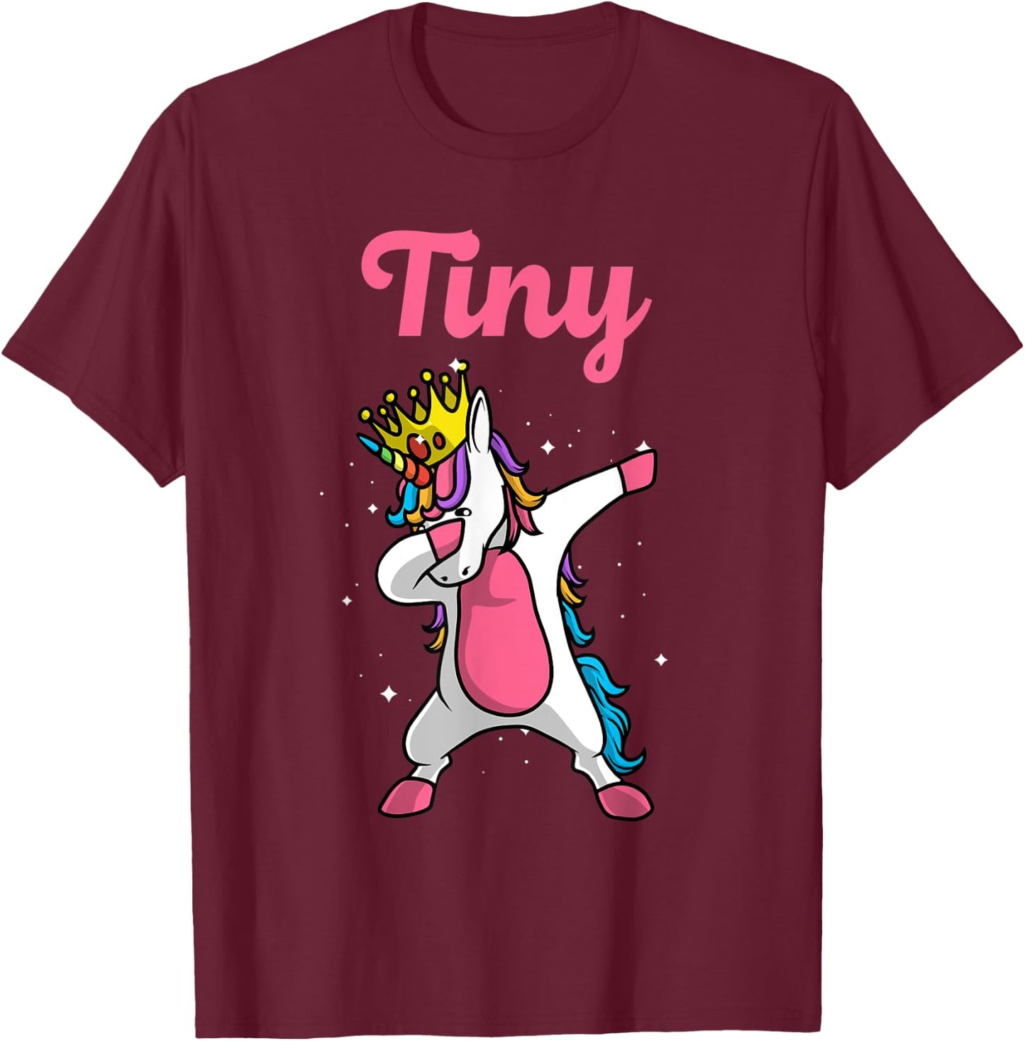 TINY Name Personalized Birthday Dabbing Unicorn Queen T-Shirt - T-Shirt | Maroon