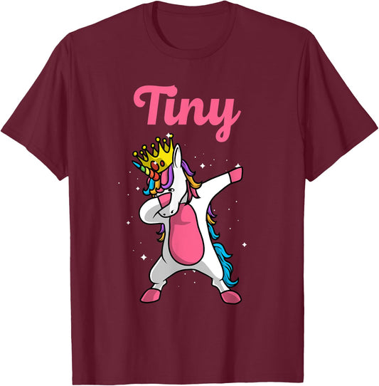 TINY Name Personalized Birthday Dabbing Unicorn Queen T-Shirt - T-Shirt | Maroon