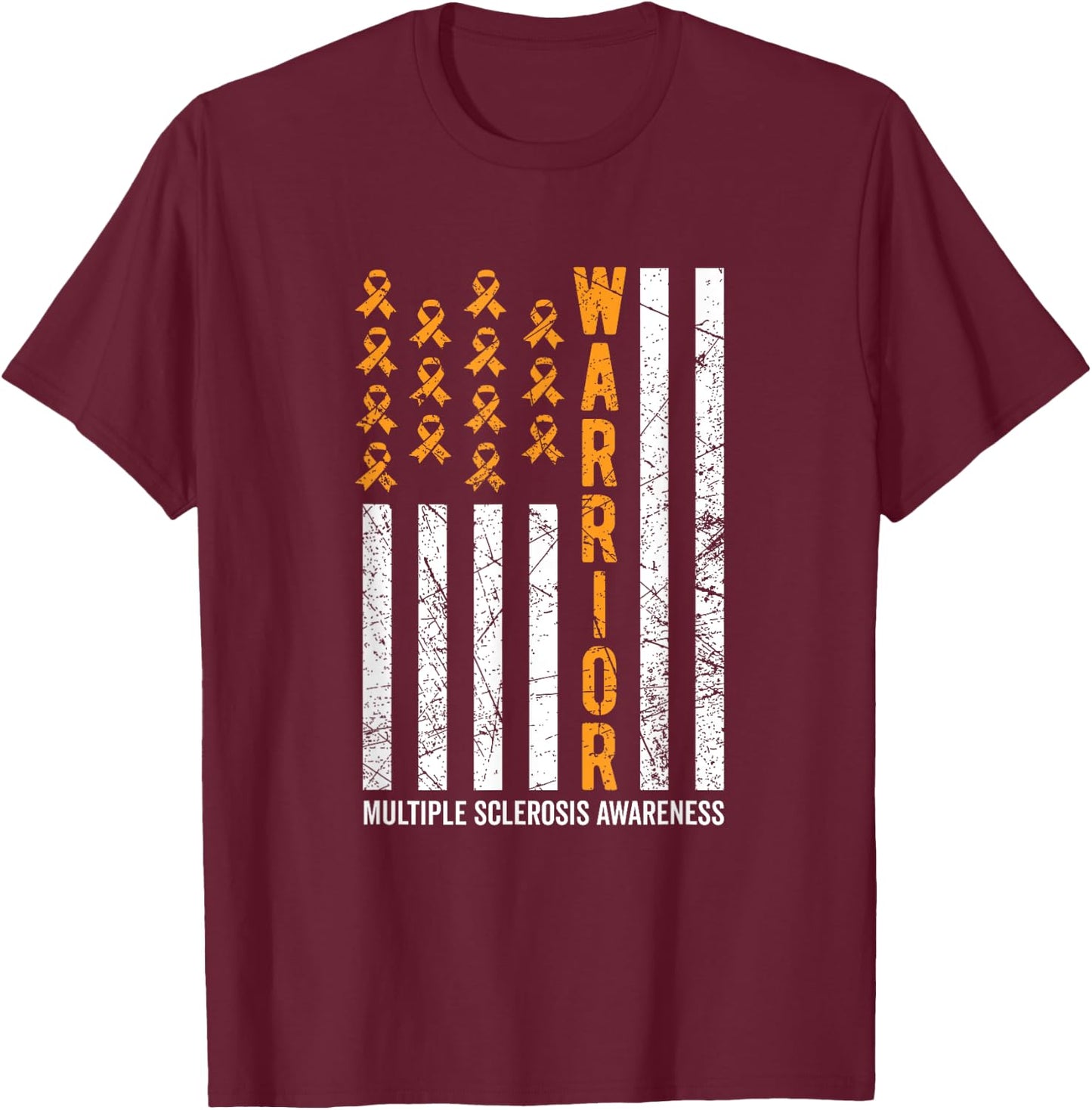 Orange Warrior & Men Multiple Sclerosis Awareness T-Shirt - T-Shirt | Maroon