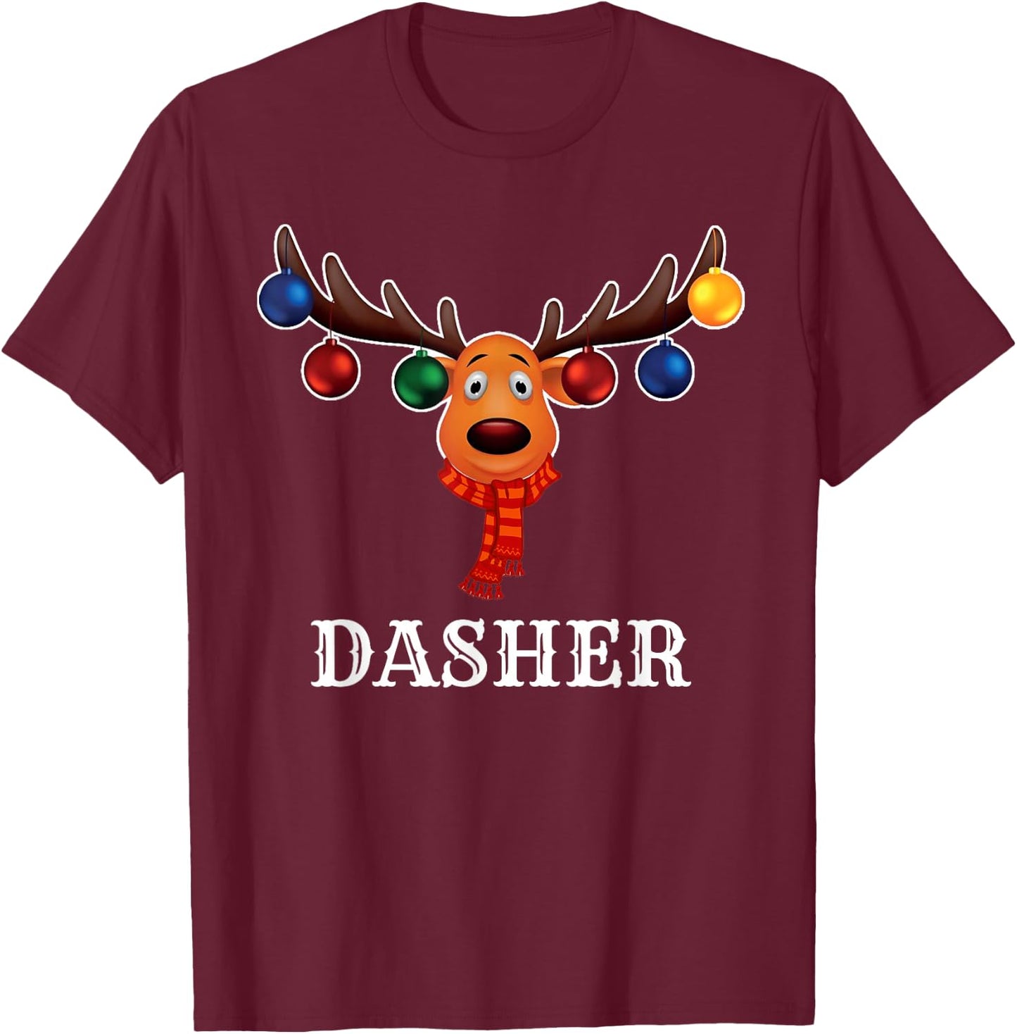 Santa Reindeer Dasher Xmas Group Costume T-Shirt - T-Shirt | Maroon