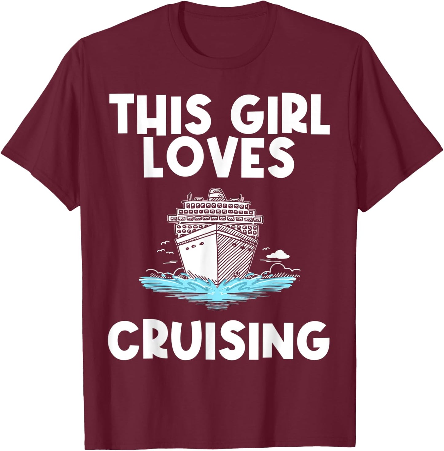 Funny Cruise Gift Girls Kid Carnival Cruising Sea Travel T-Shirt - T-Shirt | Maroon