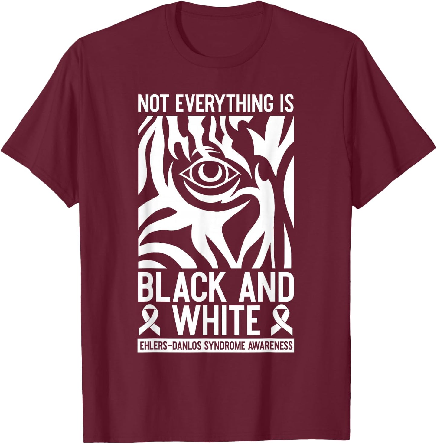 Black And White Ribbon Ehlers Danlos Zebra Rheumatologists T-Shirt - T-Shirt | Maroon